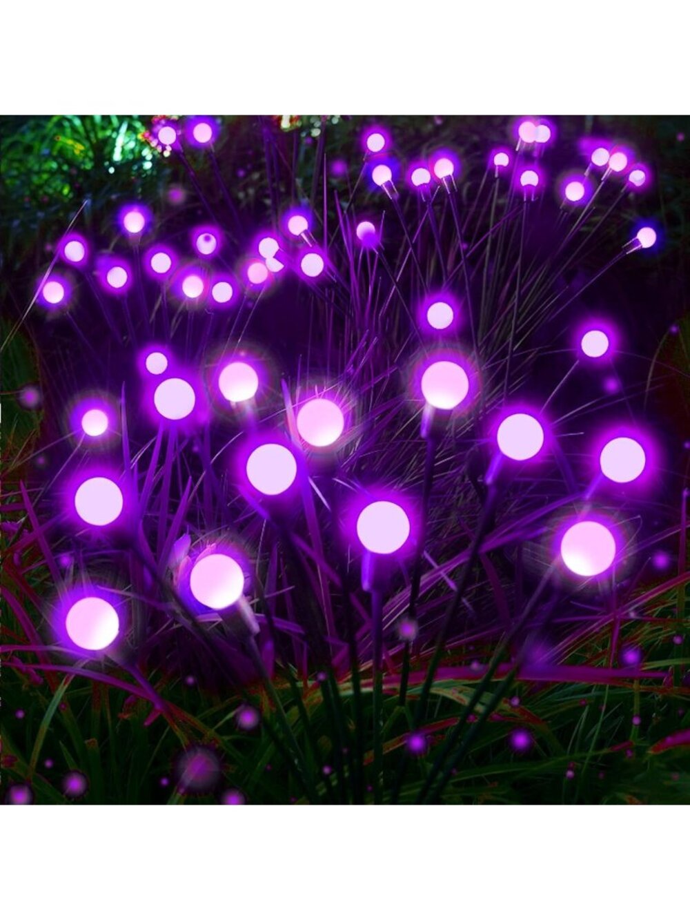 🎃6 Pack Purple Halloween Decorations Outdoor Solar Firefly Garden Lights